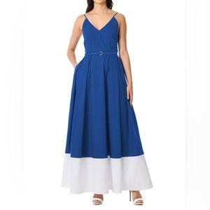 Contrast banded hem poplin dress